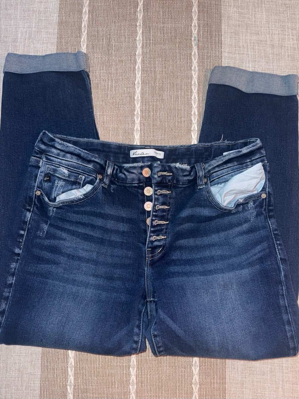 KanCan Dark Indigo Button-Fly Skinny Jeans capri